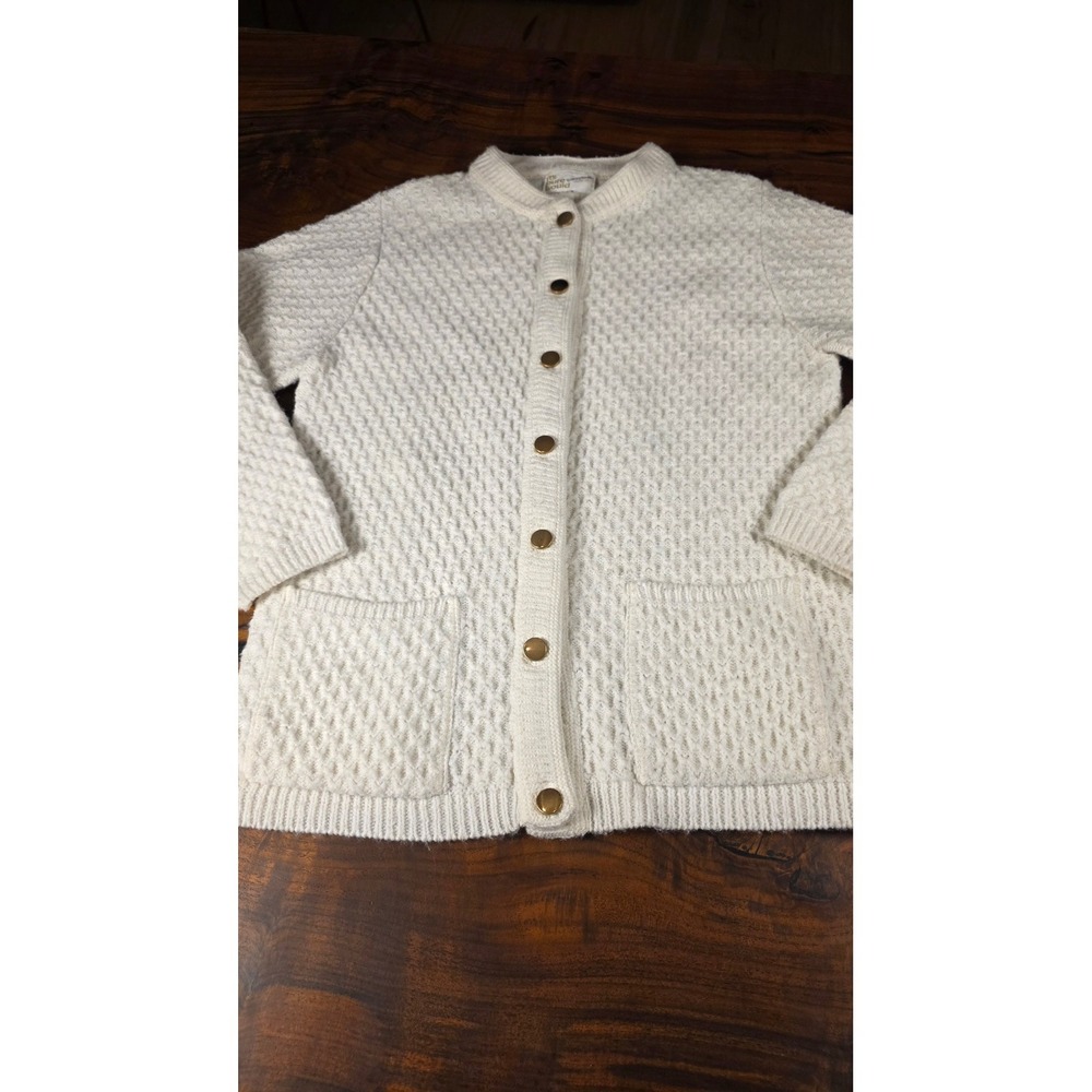 VINTAGE Sidney Gould Knit Cardigan Gold Button Textured DEADSTOCK COTTAGECORE